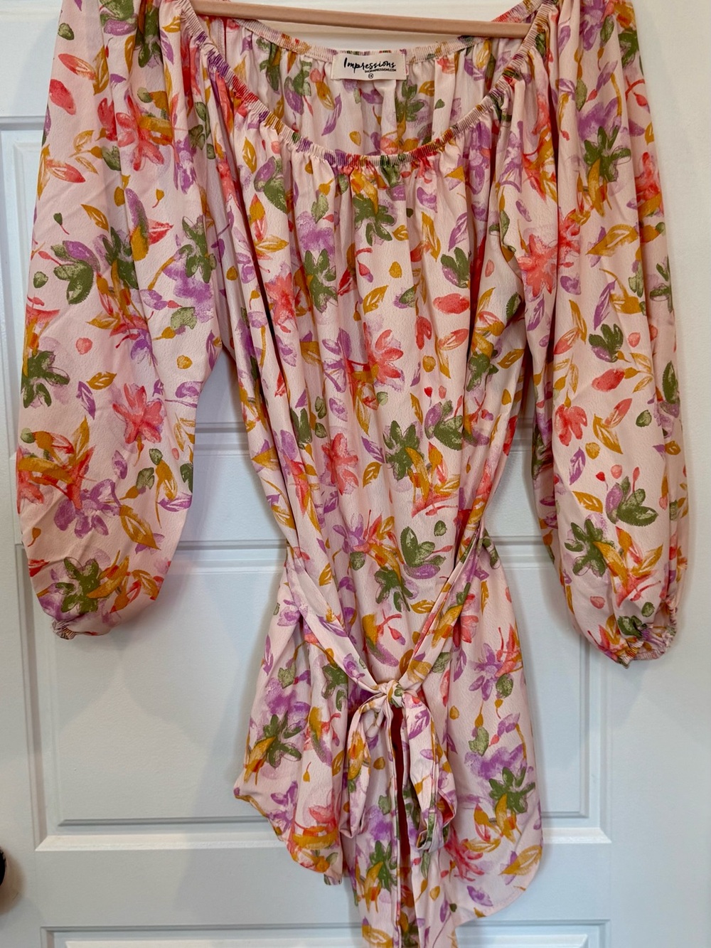 Impressions Pink Floral Off-Shoulder Blouse
